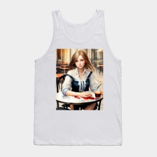 beauitful woman on parisian cafe Tank Top